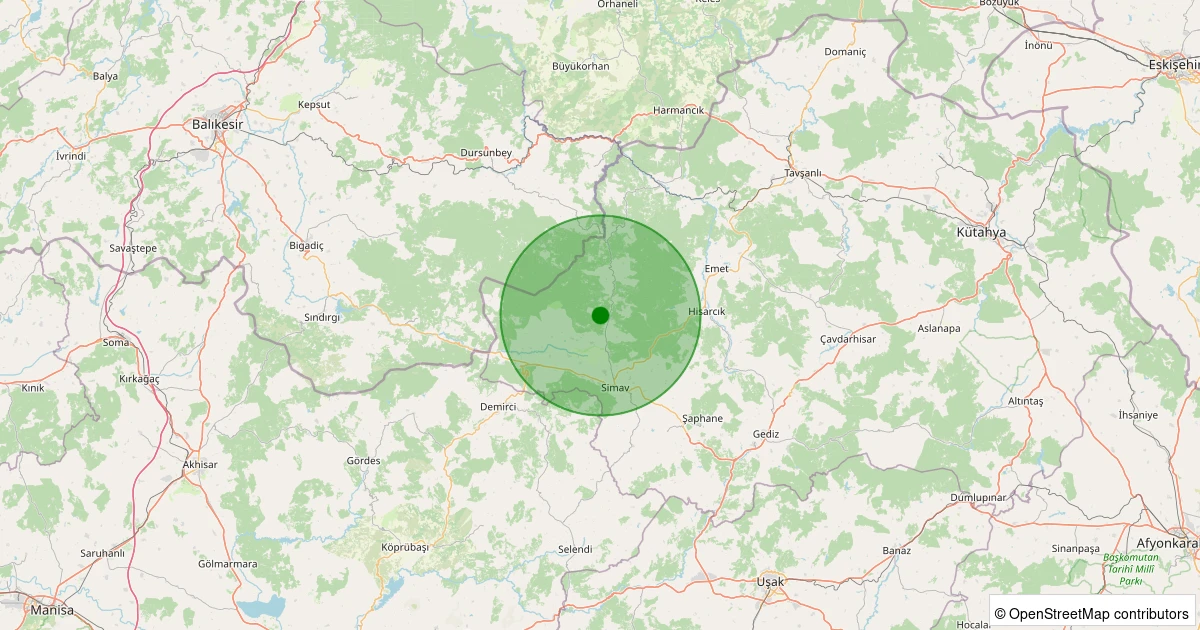 11 Kasım 2025 saat 02:25 - Simav - Yeniler Köyü - 2.40ml depreminin harita gösterimi