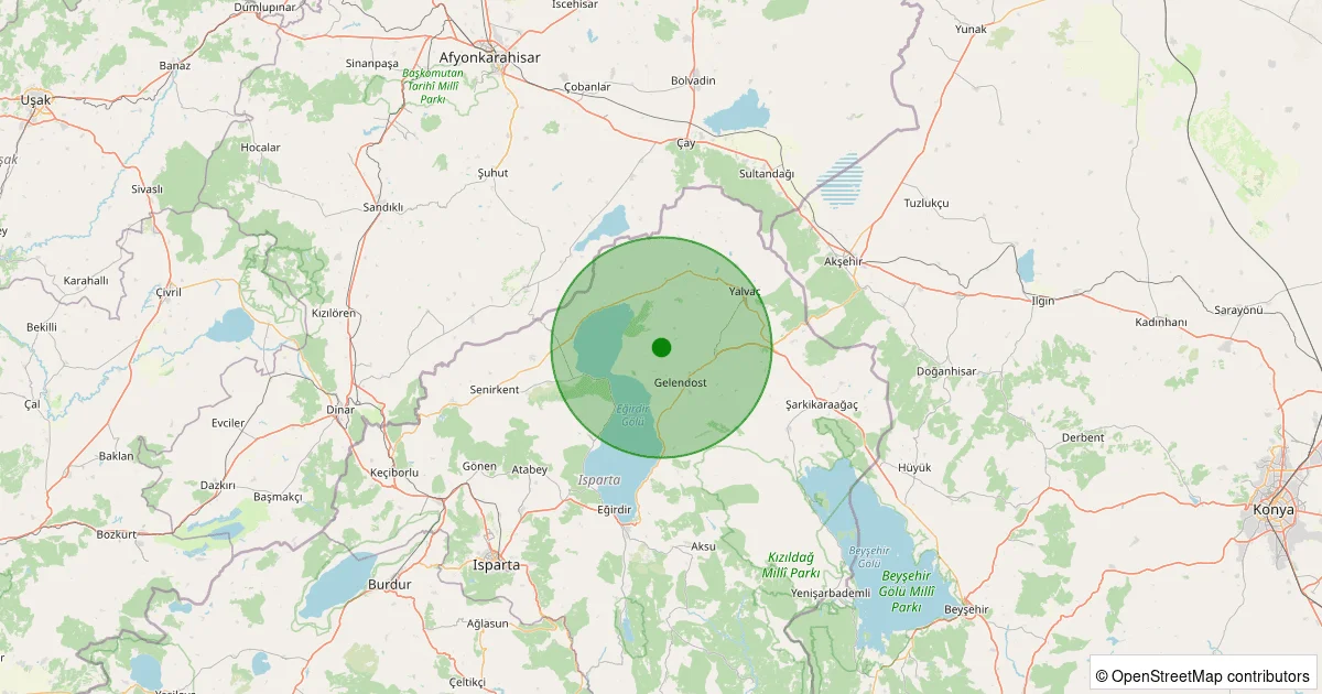 09 Ekim 2025 saat 21:51 - Gelendost - Çaltı Köyü - 0.80ML depreminin harita gösterimi