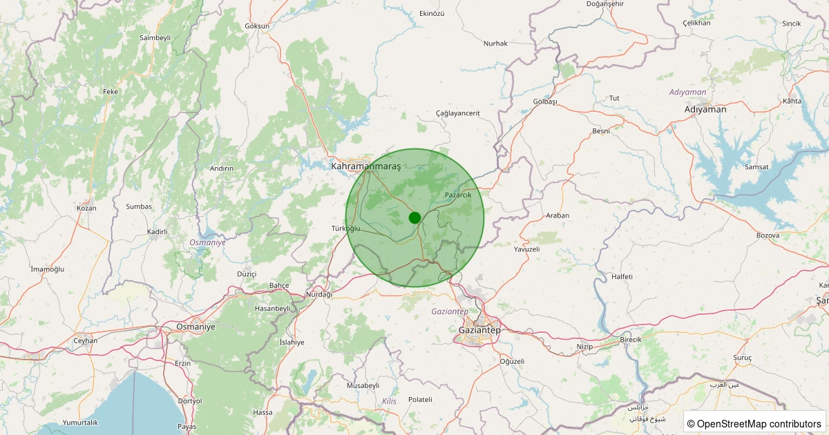 11 Kasım 2025 saat 06:35 - Dulkadiroğlu - Narlı Çerkezler - 1.40ml depreminin harita gösterimi