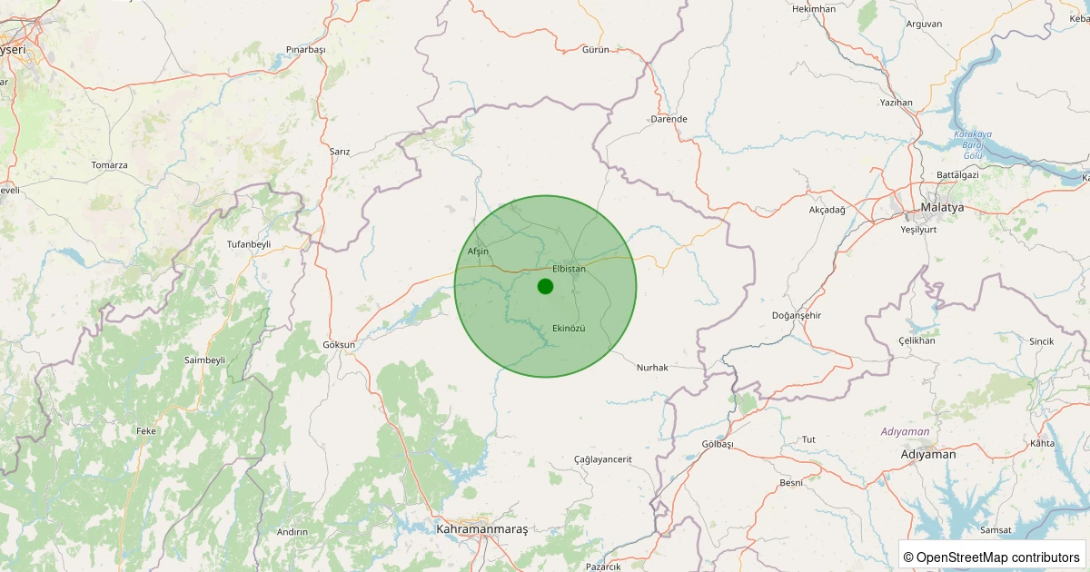 11 Kasım 2025 saat 11:54 - Elbistan - İğde Köyü - 1.60ml depreminin harita gösterimi