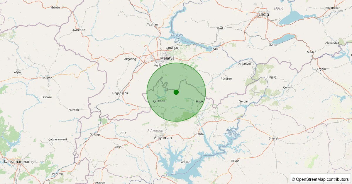 09 Ekim 2025 saat 23:52 - Çelikhan - Mutlu Köyü - 1.30ml depreminin harita gösterimi