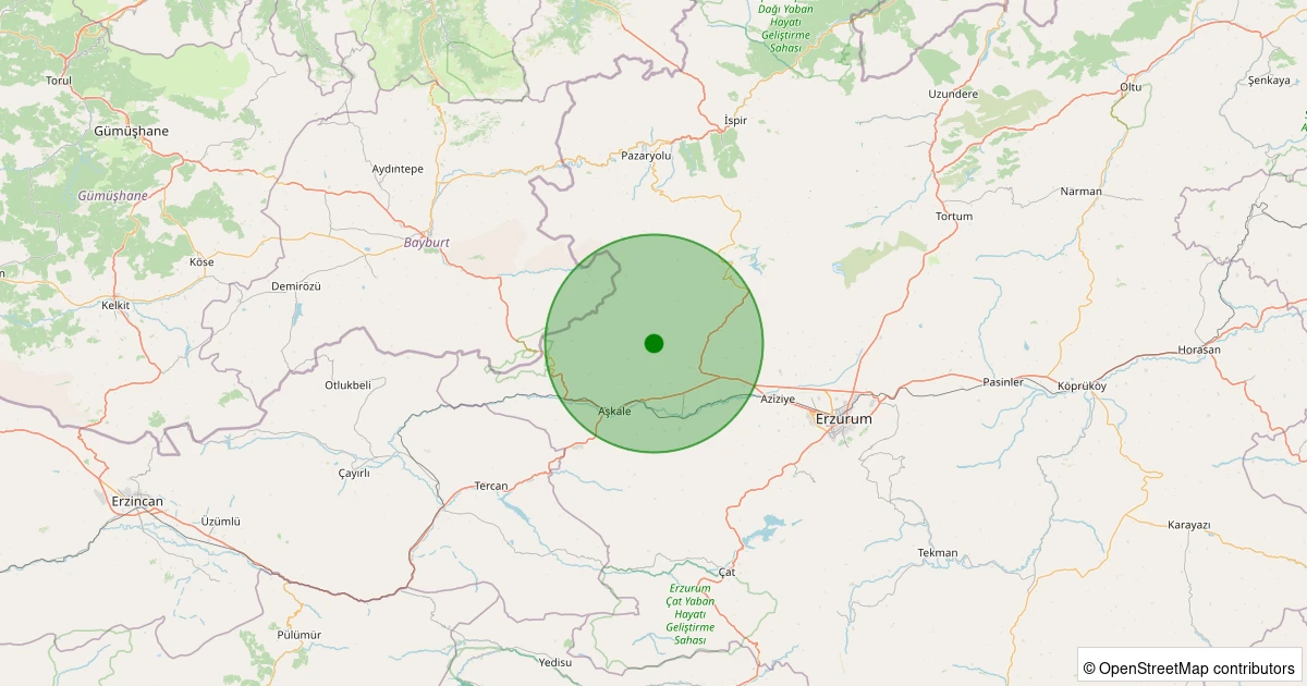 11 Kasım 2025 saat 13:45 - Aşkale - Koşapınar - 1.80ml depreminin harita gösterimi