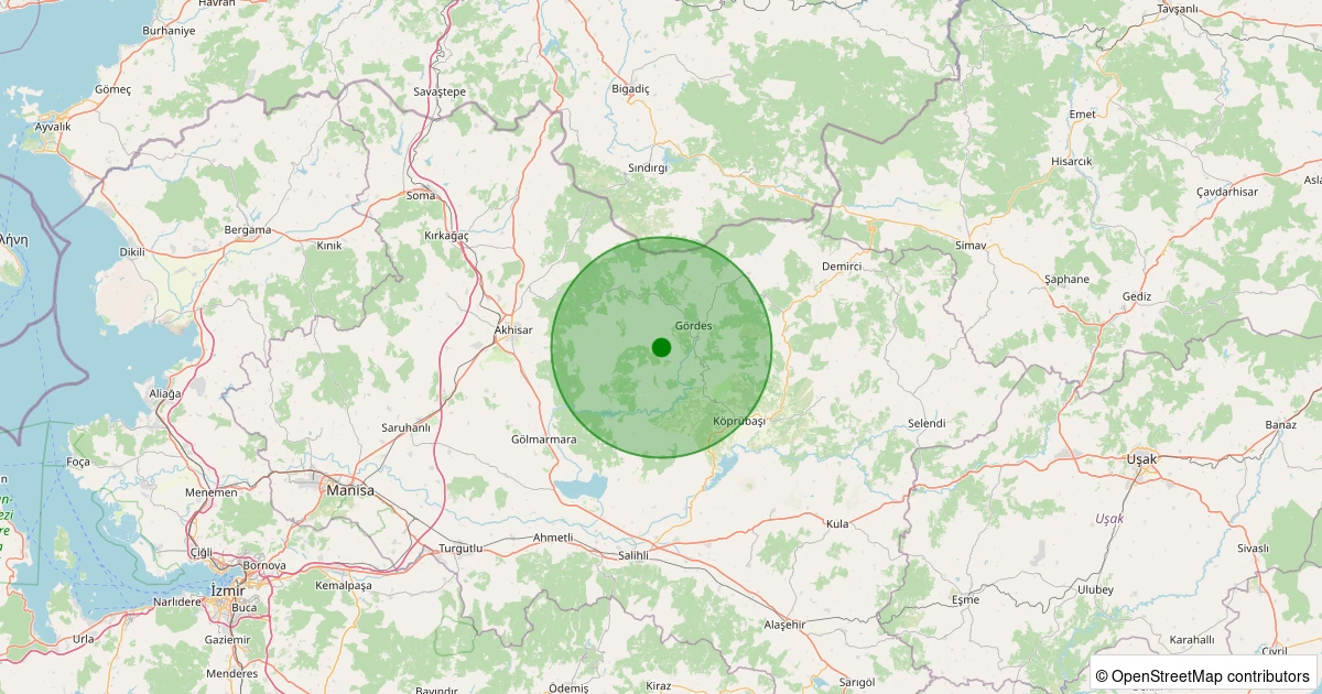 11 Kasım 2025 saat 13:52 - Gördes - Kayacık - 1.50ml depreminin harita gösterimi