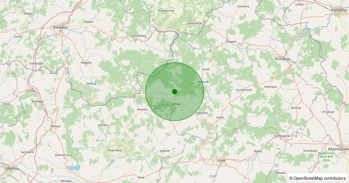11 Kasım 2025 saat 16:05 - Simav - Naşa/Fatih - 1.80ml depreminin harita gösterimi