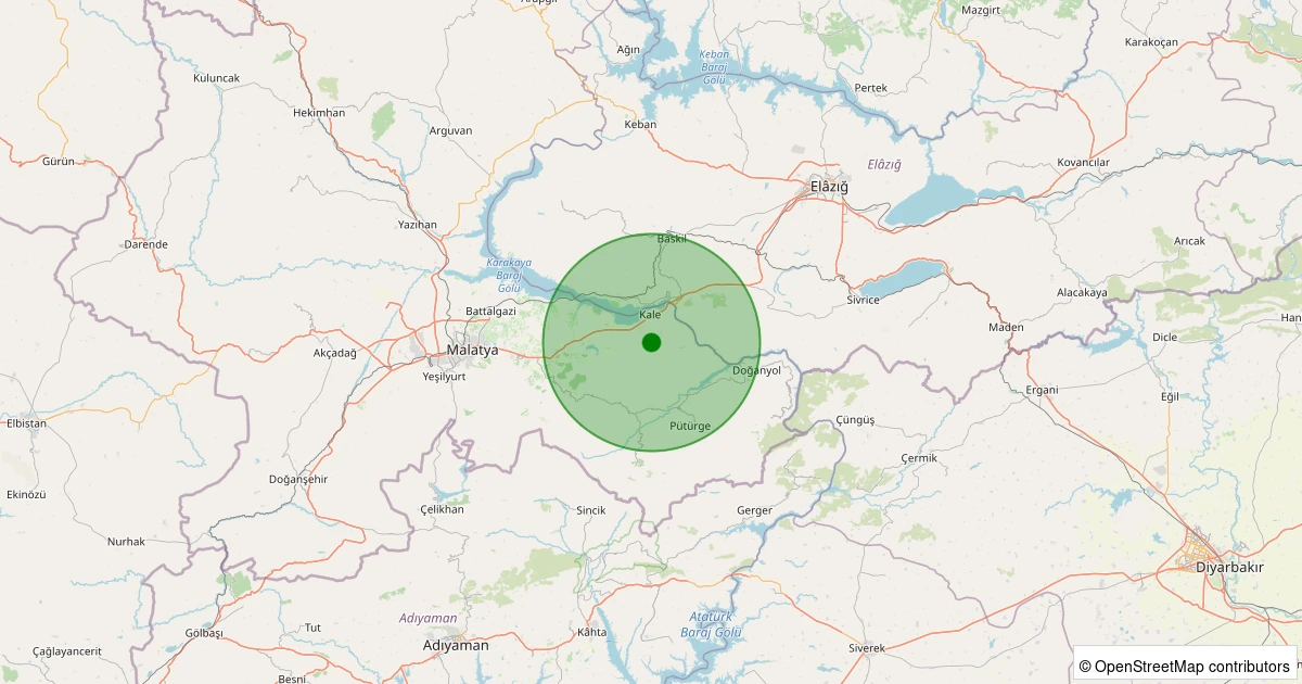 11 Kasım 2025 saat 17:17 - Kale - Çanakçı Köyü - 1.00ml depreminin harita gösterimi