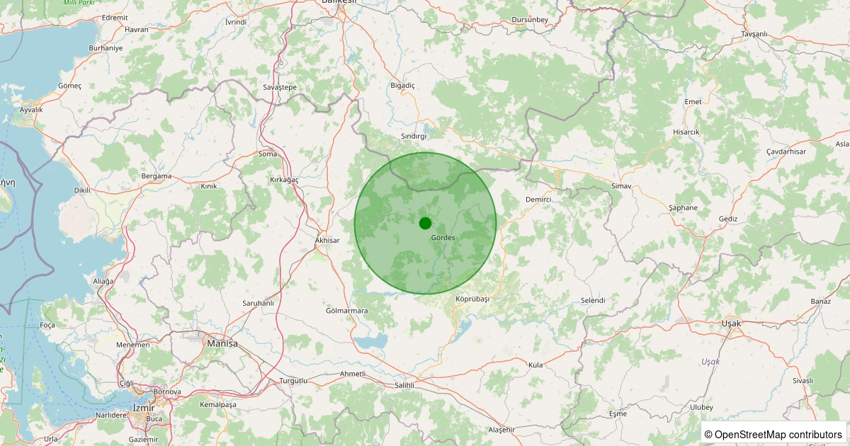 11 Kasım 2025 saat 18:29 - Gördes - 0.80ML depreminin harita gösterimi
