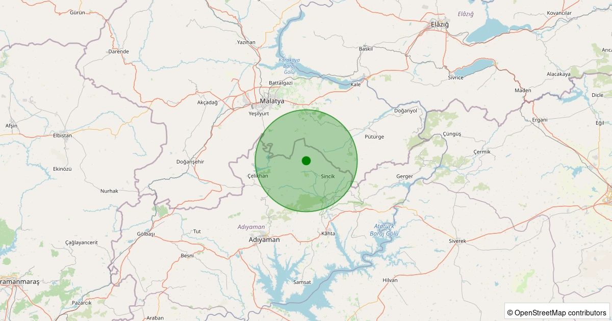 11 Kasım 2025 saat 18:44 - Sincik - Yarpuzlu Köyü - 1.40ml depreminin harita gösterimi
