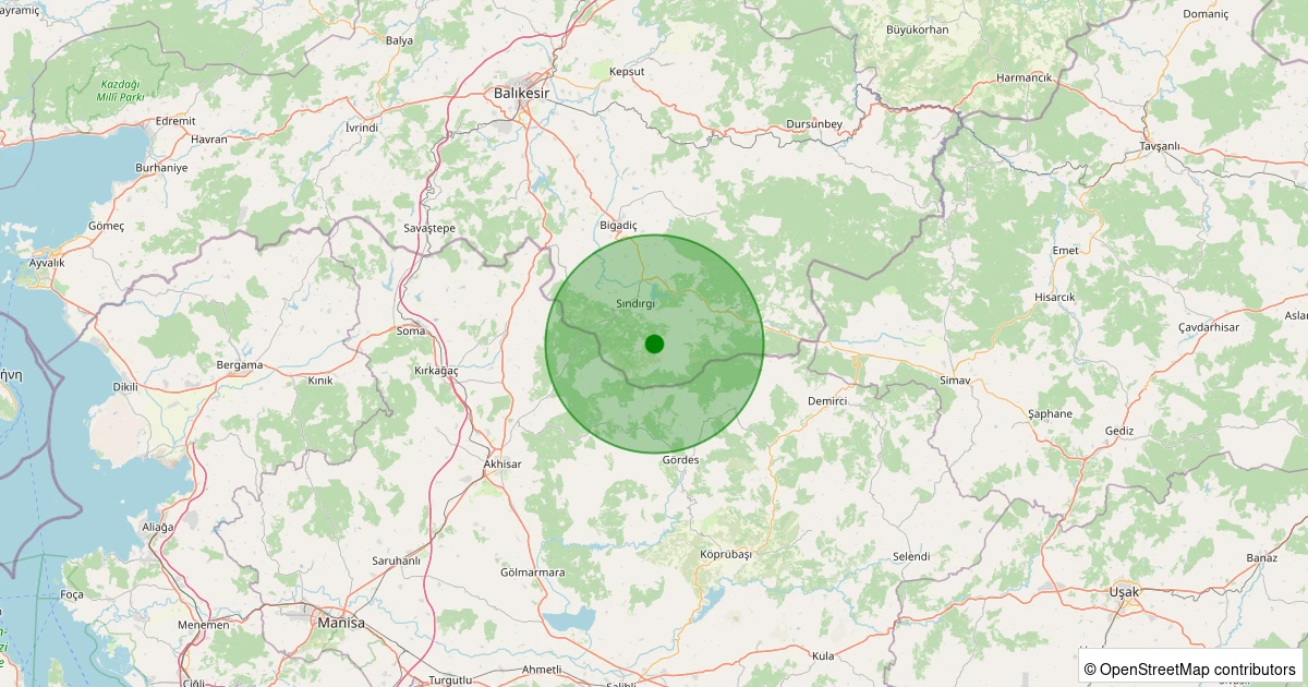 11 Kasım 2025 saat 20:17 - Sındırgı - Emendere - 1.00ml depreminin harita gösterimi