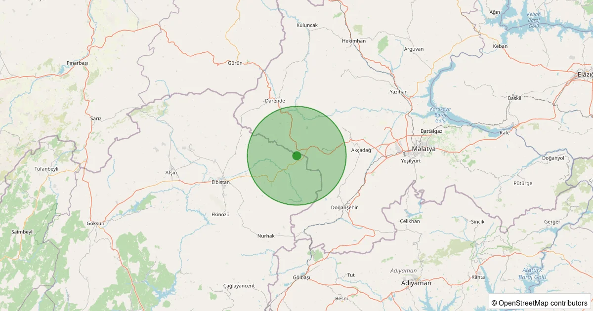 10 Ekim 2025 saat 01:01 - Akçadağ - Darıca - 1.40ml depreminin harita gösterimi