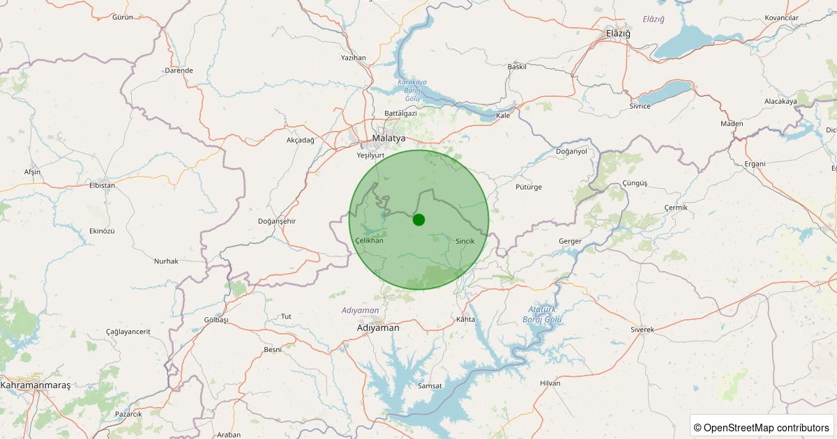 11 Kasım 2025 saat 23:18 - Çelikhan - İzci Köyü - 1.90ml depreminin harita gösterimi