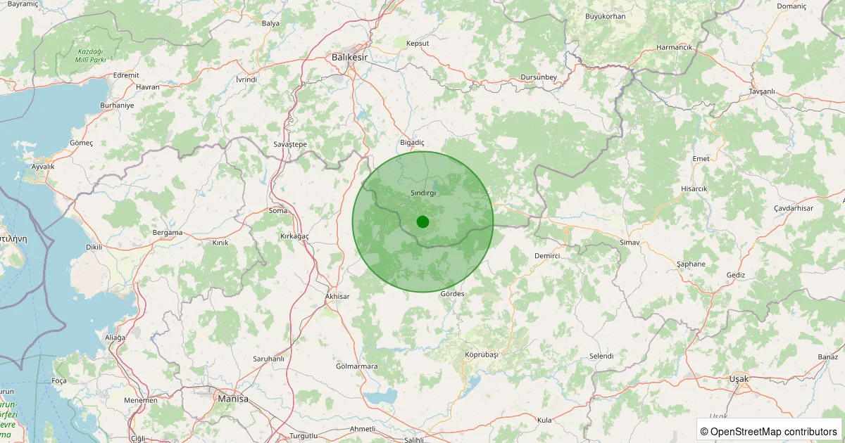 10 Ekim 2025 saat 01:49 - Sındırgı - Aktaş - 1.40ml depreminin harita gösterimi