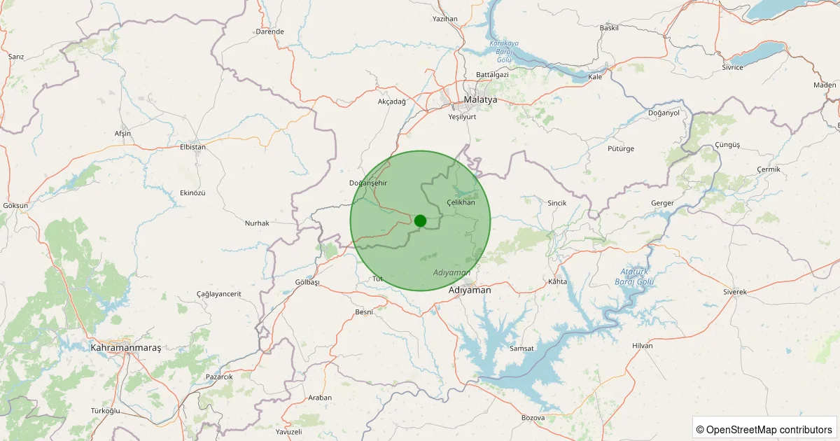 10 Ekim 2025 saat 01:36 - Doğanşehir - Kurucaova - 1.00ML depreminin harita gösterimi
