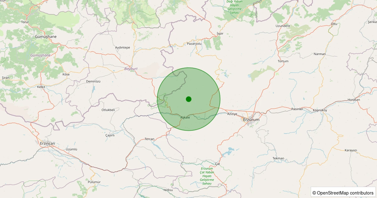12 Kasım 2025 saat 00:38 - Aşkale - 0.90ML depreminin harita gösterimi
