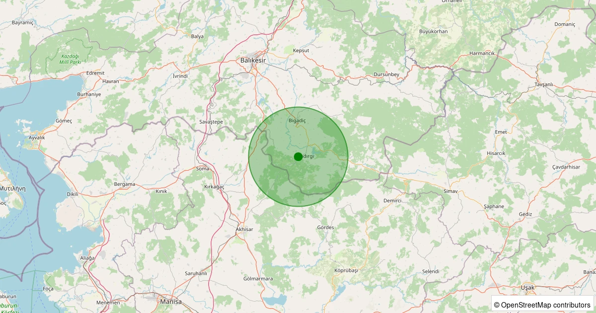 12 Kasım 2025 saat 00:51 - Sındırgı - Mandıra - 1.00ml depreminin harita gösterimi