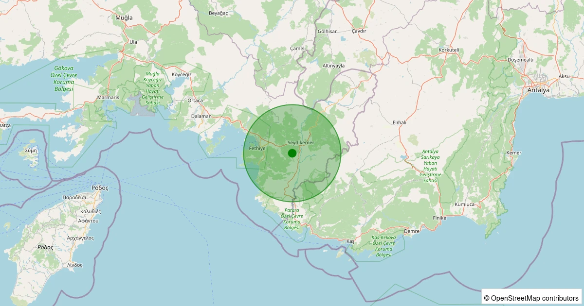 12 Kasım 2025 saat 02:08 - Seydikemer - Çobanlar - 1.10ML depreminin harita gösterimi