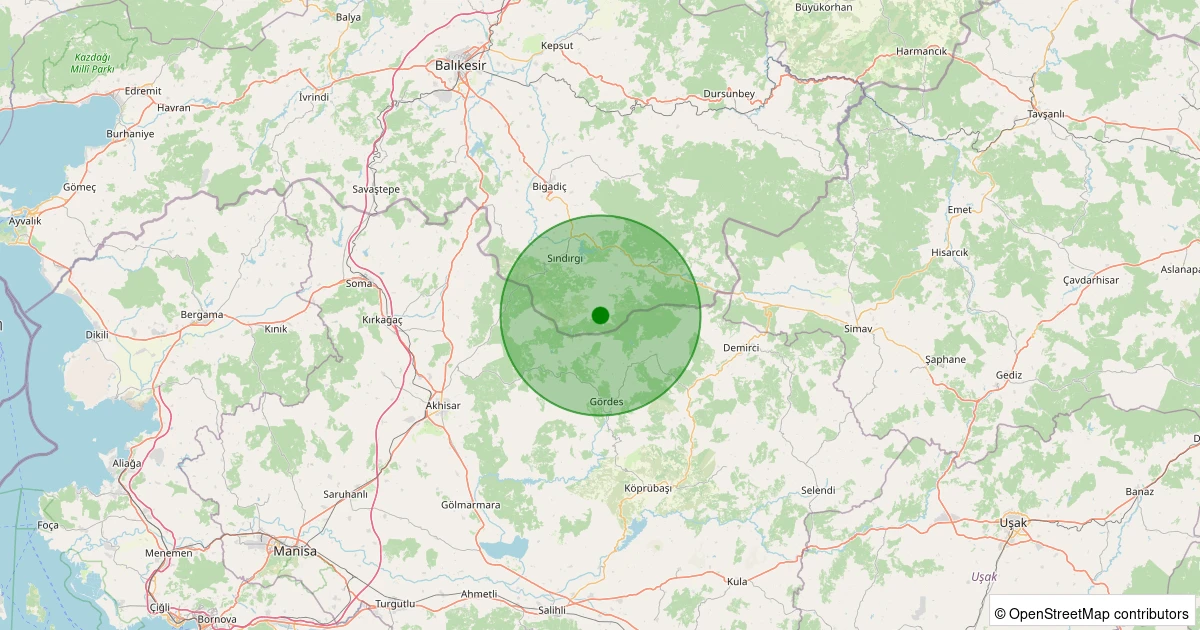 12 Kasım 2025 saat 02:43 - Sındırgı - Yüreğil/Yeni - 1.80ml depreminin harita gösterimi