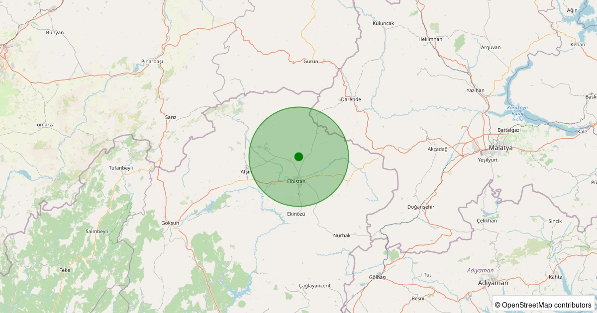 12 Kasım 2025 saat 02:52 - Elbistan - Küçük Yapalak Köyü - 1.10ml depreminin harita gösterimi