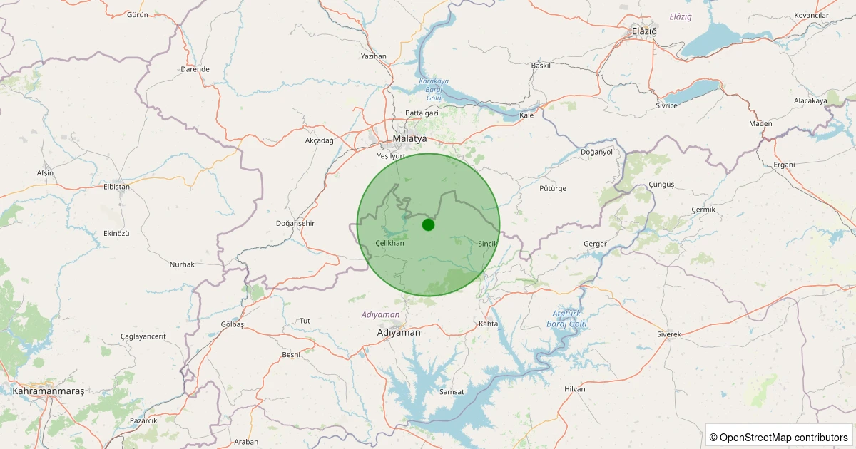 12 Kasım 2025 saat 02:40 - Çelikhan - Mutlu Köyü - 0.70ML depreminin harita gösterimi