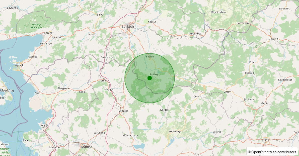12 Kasım 2025 saat 03:27 - Sındırgı - Kertil - 1.50ml depreminin harita gösterimi