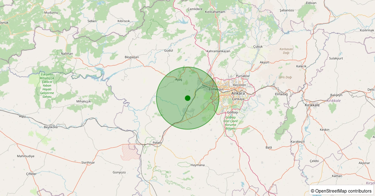 12 Kasım 2025 saat 03:49 - Ayaş - Gökler - 1.20ml depreminin harita gösterimi