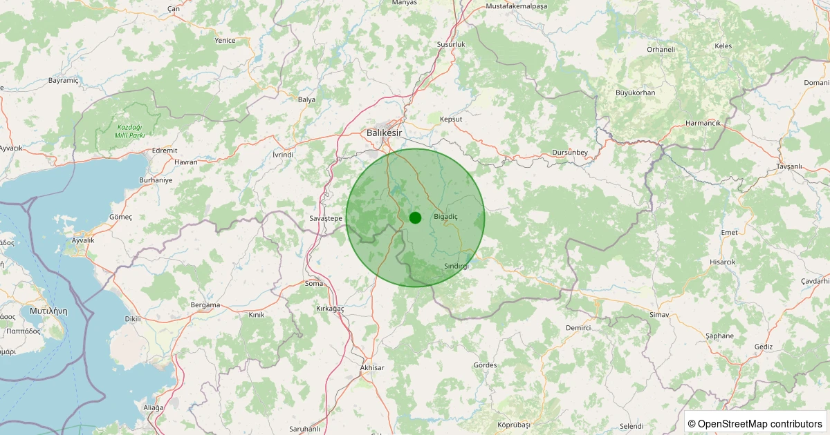 12 Kasım 2025 saat 06:02 - Bigadiç - Babaköy - 1.60ml depreminin harita gösterimi