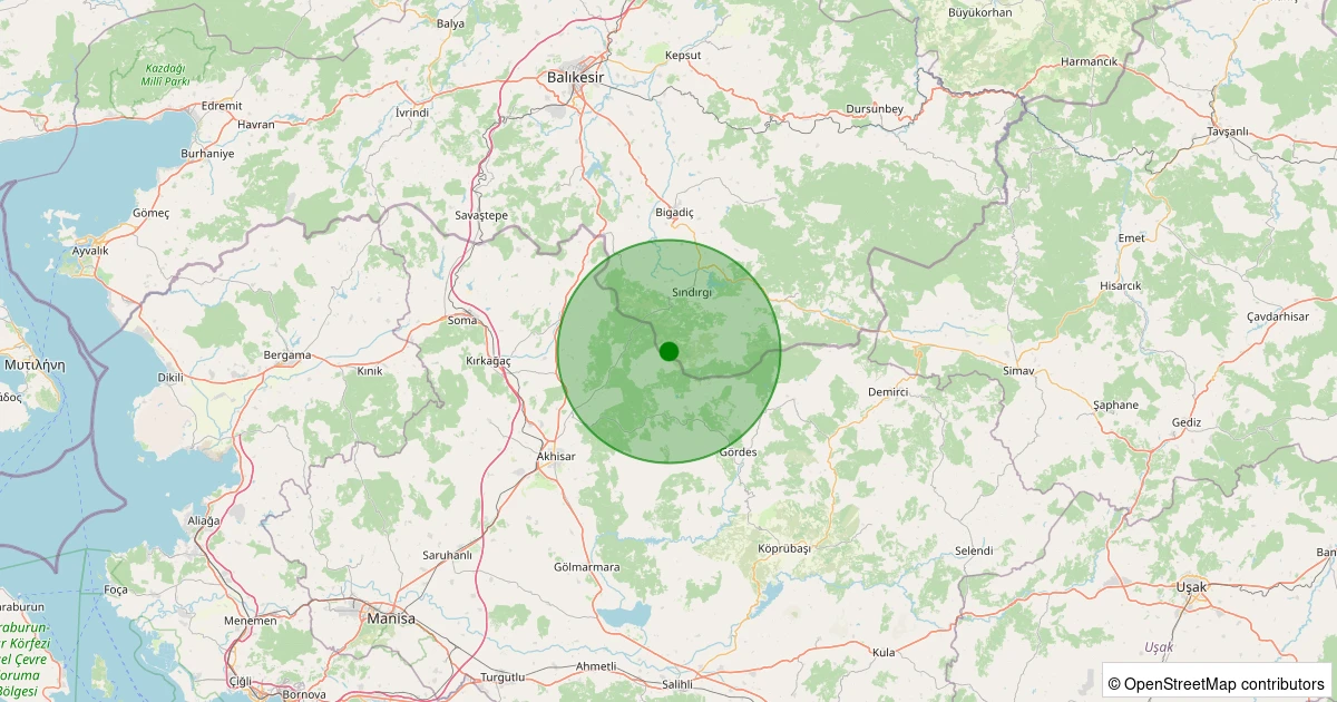 12 Kasım 2025 saat 06:16 - Sındırgı - 1.50ml depreminin harita gösterimi