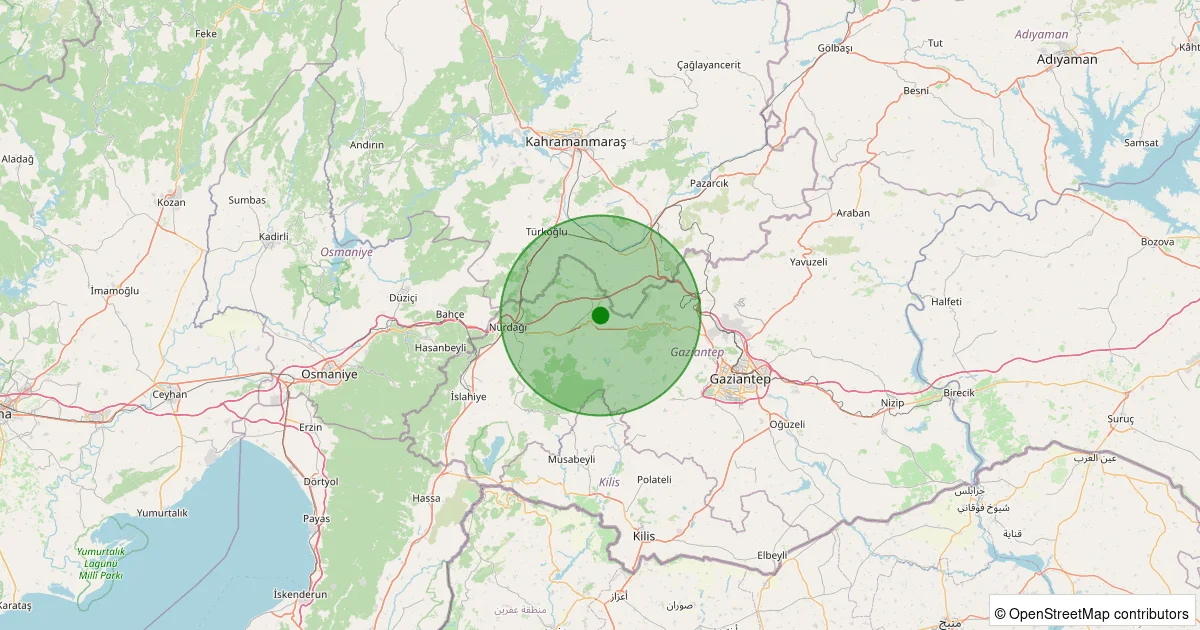 10 Ekim 2025 saat 03:08 - Şehitkamil - Atalar - 1.40ml depreminin harita gösterimi
