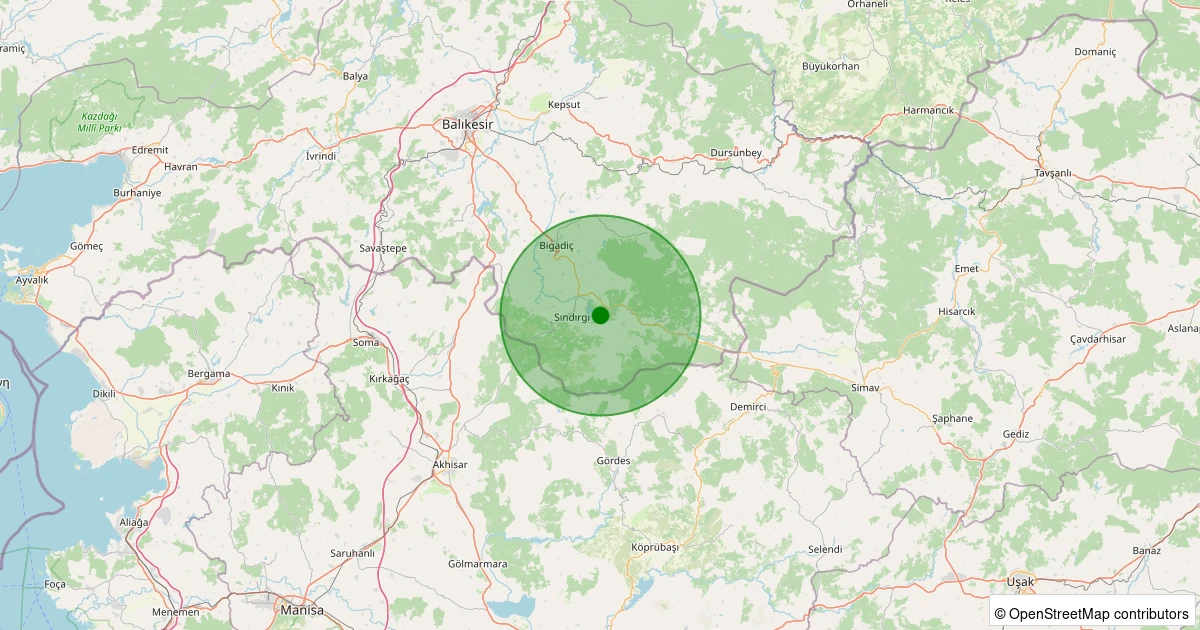 12 Kasım 2025 saat 10:11 - Sındırgı - Danaçayır - 1.60ml depreminin harita gösterimi
