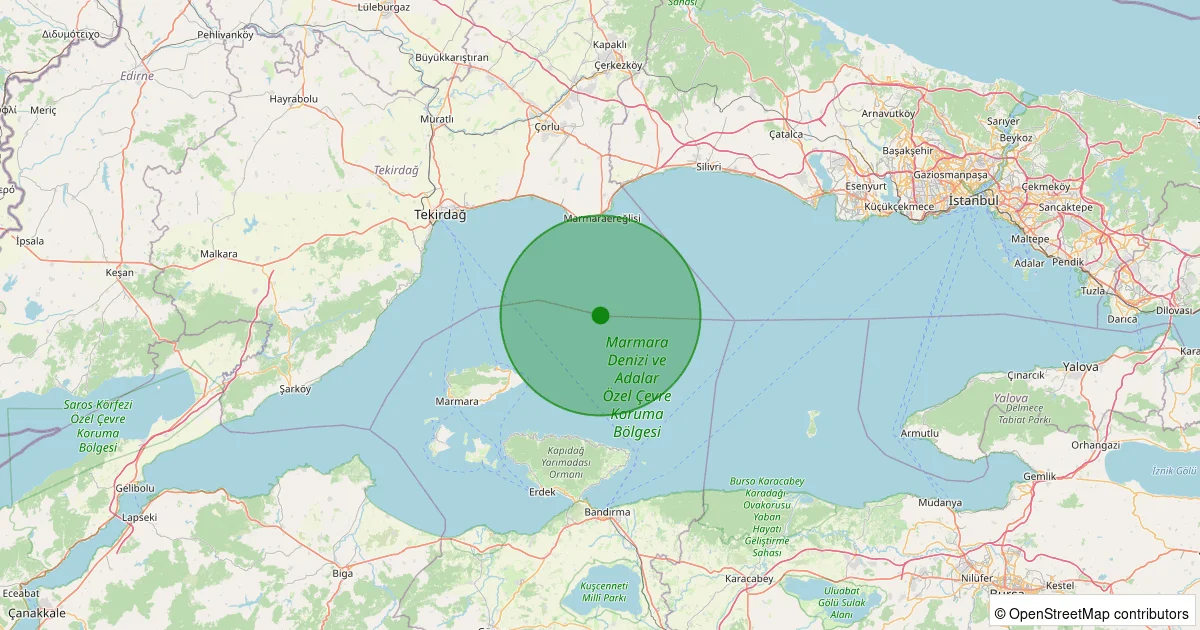 10 Ekim 2025 saat 03:21 - Marmara Denizi - [22.27 km] Marmaraereğlisi (Tekirdağ) - 1.50ML depreminin harita gösterimi