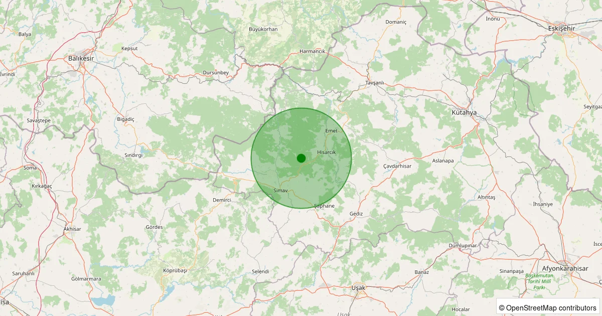 10 Ekim 2025 saat 03:39 - Hisarcık - Güldüren Köyü - 0.80ML depreminin harita gösterimi