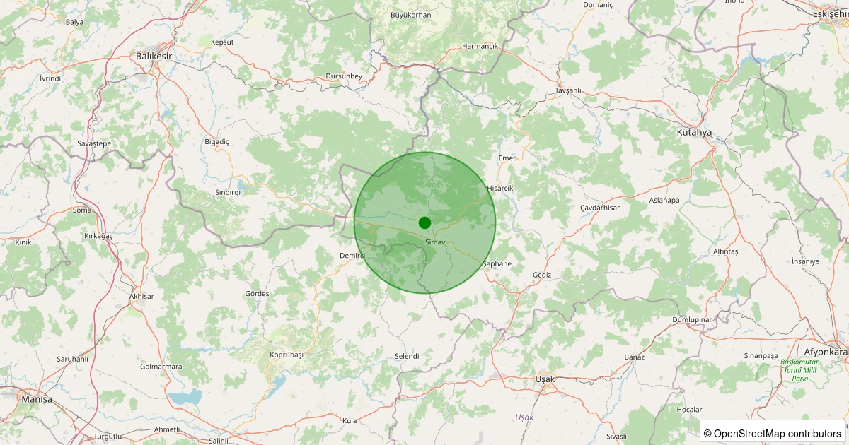 12 Kasım 2025 saat 18:02 - Simav - Çitgöl - 1.30ml depreminin harita gösterimi