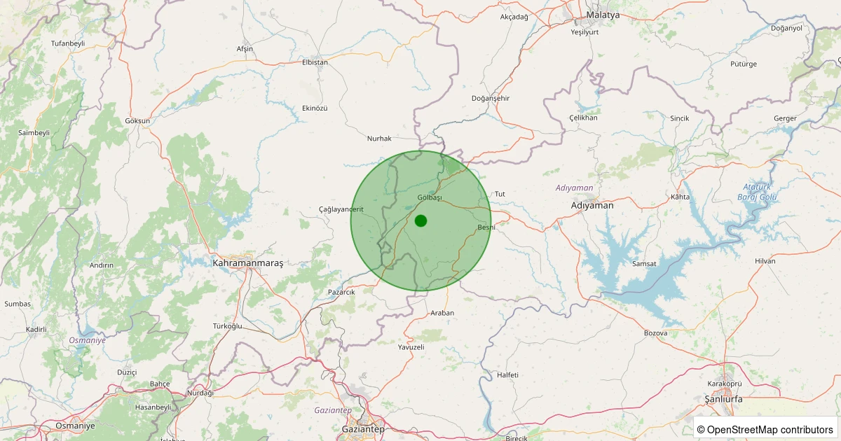 12 Kasım 2025 saat 19:55 - Gölbaşı - Balkar/Cumhuriyet Köyü - 1.80ml depreminin harita gösterimi