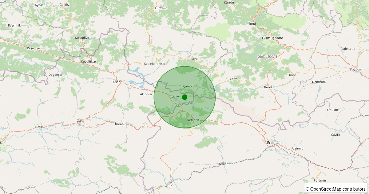 12 Kasım 2025 saat 21:02 - Gölova - Akçataş Köyü - 2.00ml depreminin harita gösterimi