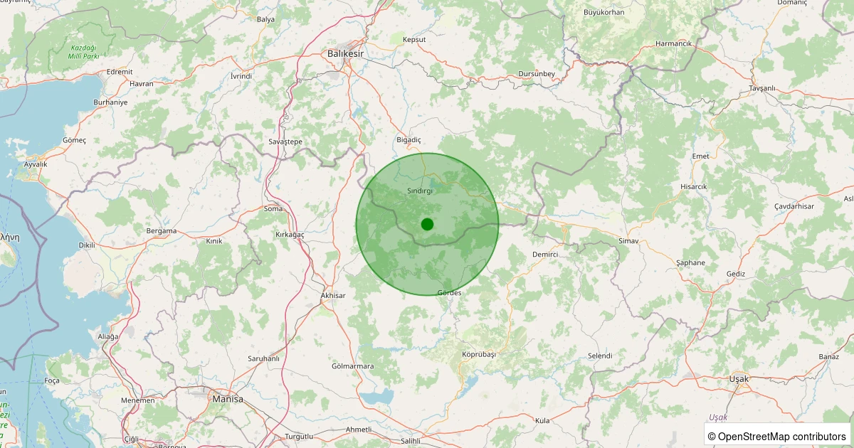 12 Kasım 2025 saat 22:35 - Sındırgı - Kınık - 0.80ML depreminin harita gösterimi