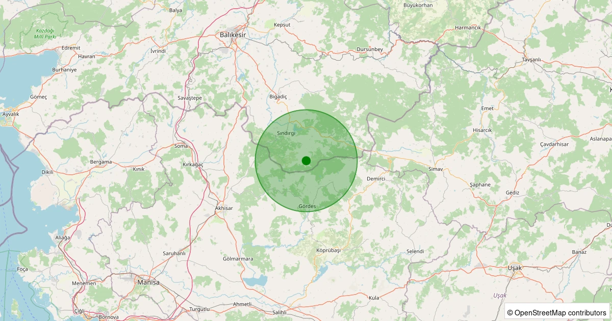 13 Kasım 2025 saat 01:02 - Sındırgı - Yüreğil/Merkez - 1.70ml depreminin harita gösterimi
