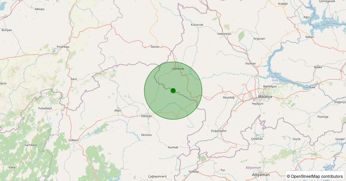13 Kasım 2025 saat 01:51 - Elbistan - Yalıntaş Köyü - 1.10ml depreminin harita gösterimi