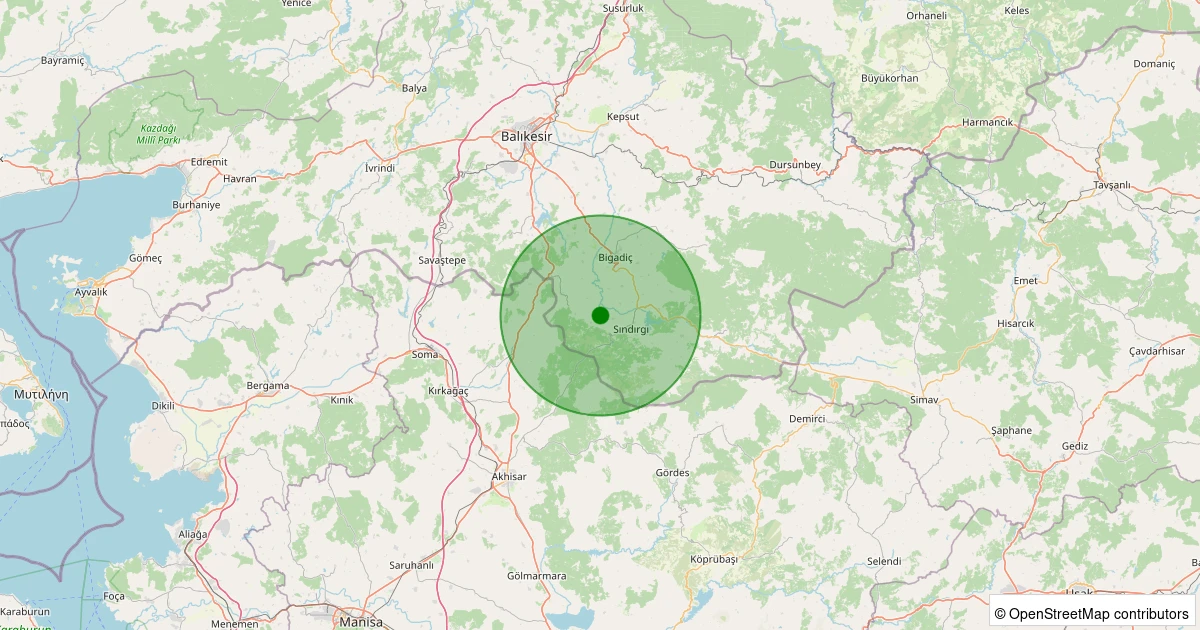 13 Kasım 2025 saat 02:05 - Sındırgı - Küçükbükü - 1.00ml depreminin harita gösterimi