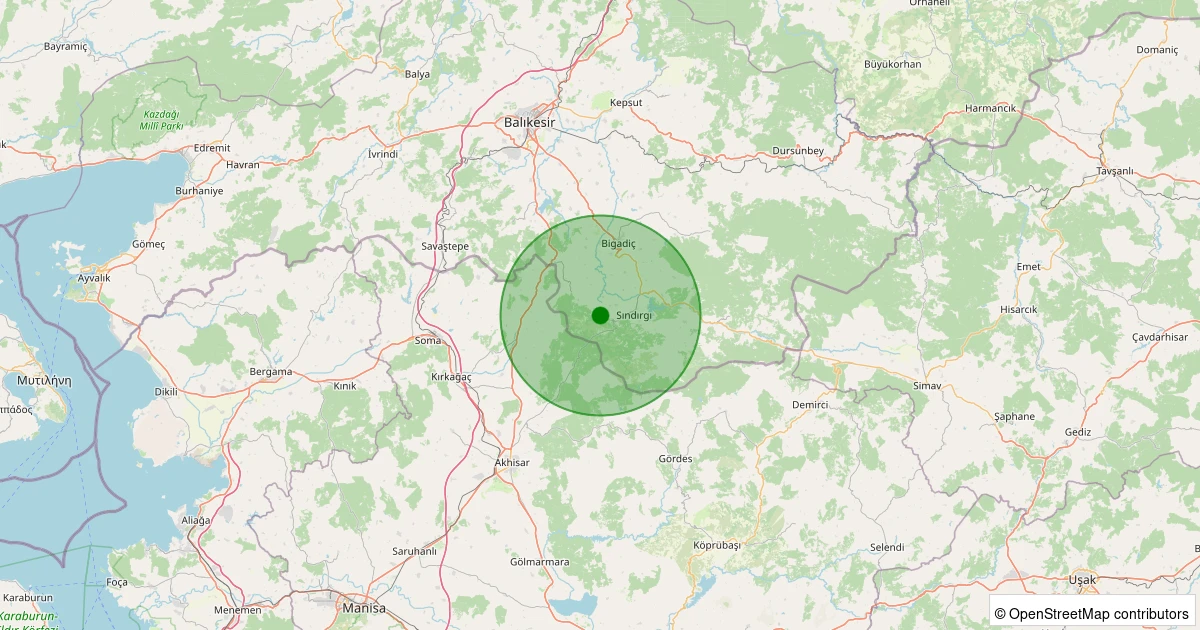 13 Kasım 2025 saat 03:03 - Sındırgı - Kozlu - 1.30ML depreminin harita gösterimi