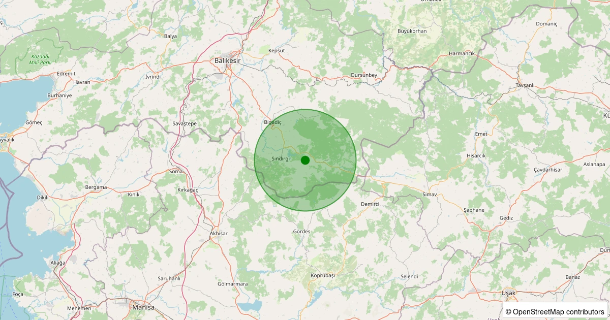 13 Kasım 2025 saat 03:30 - Sındırgı - Osmanlar - 3.10ml depreminin harita gösterimi