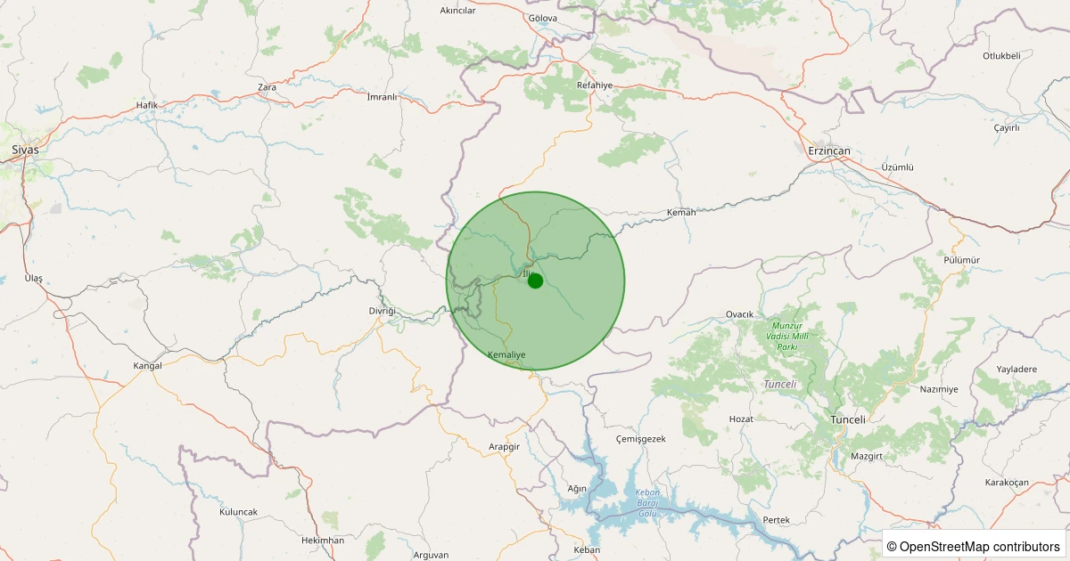 13 Kasım 2025 saat 03:48 - İliç - Yakuplu Köyü - 1.10ml depreminin harita gösterimi