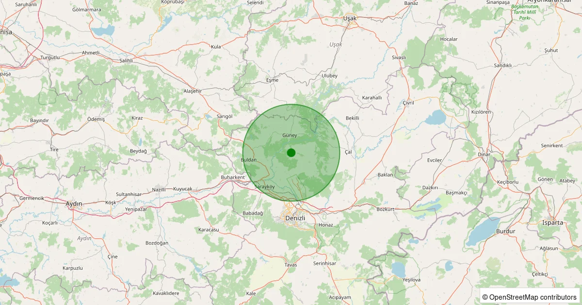 10 Ekim 2025 saat 04:55 - Güney - Cindere - 1.00ml depreminin harita gösterimi