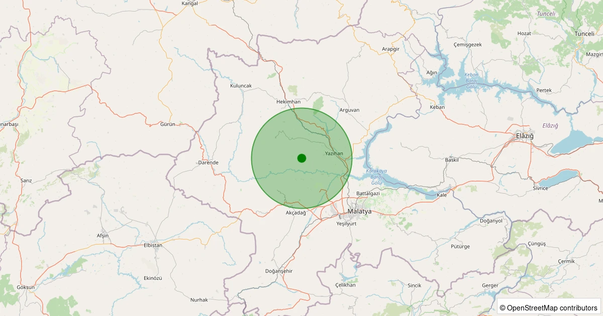 13 Kasım 2025 saat 04:34 - Yazıhan - İriağaç - 1.20ml depreminin harita gösterimi