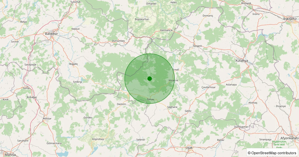 10 Ekim 2025 saat 05:16 - Simav - Maden Köyü - 1.80ml depreminin harita gösterimi