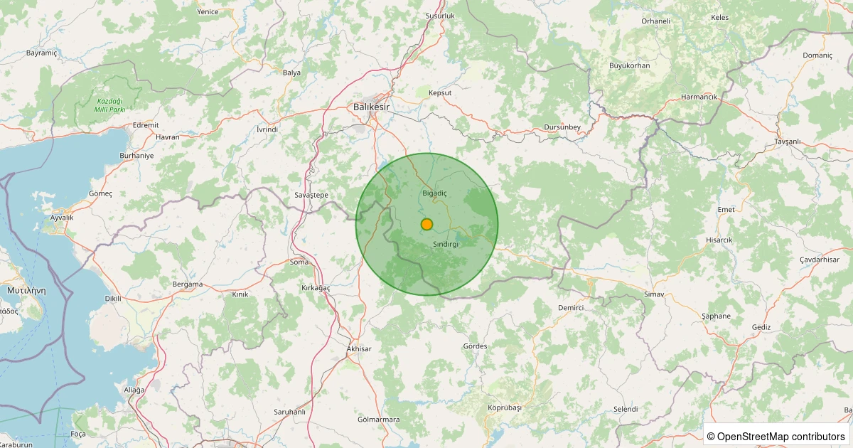 13 Kasım 2025 saat 06:16 - Sındırgı - 4.58mw depreminin harita gösterimi