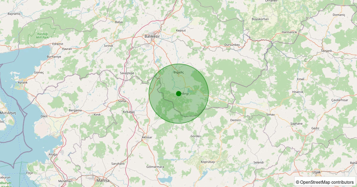 13 Kasım 2025 saat 06:26 - Sındırgı - Kertil - 2.80ml depreminin harita gösterimi