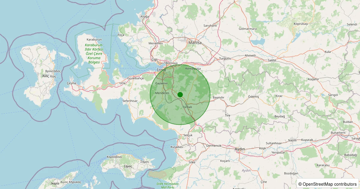 10 Ekim 2025 saat 05:52 - Torbalı - Ayrancılar - 2.80ML depreminin harita gösterimi