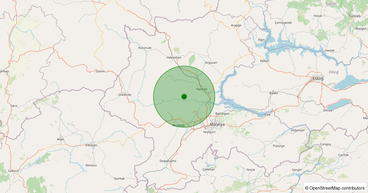 13 Kasım 2025 saat 09:13 - Yazıhan - İriağaç - 1.90ml depreminin harita gösterimi
