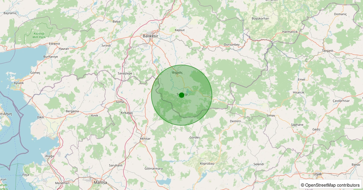 13 Kasım 2025 saat 10:07 - Sındırgı - Camikebir - 1.70ML depreminin harita gösterimi