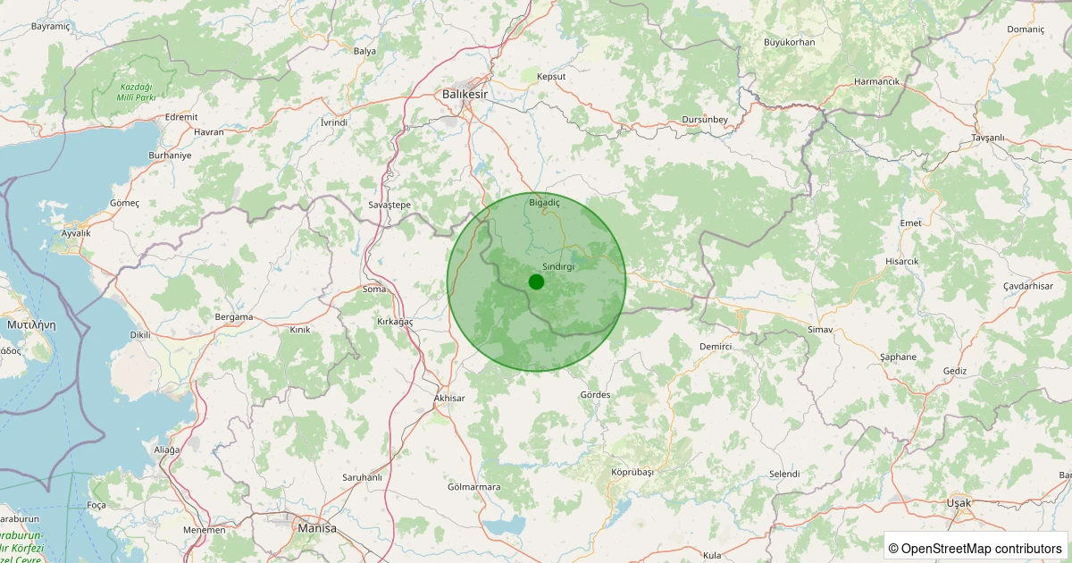 13 Kasım 2025 saat 11:17 - Sındırgı - Kertil - 1.00ml depreminin harita gösterimi