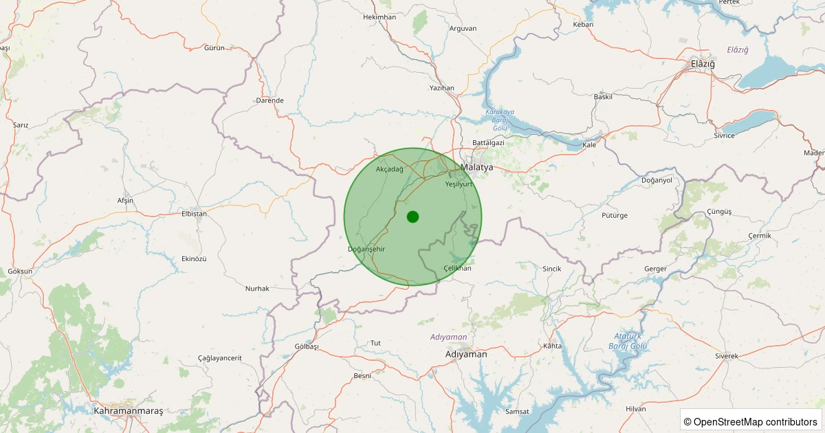 13 Kasım 2025 saat 13:12 - Yeşilyurt - 1.10ml depreminin harita gösterimi